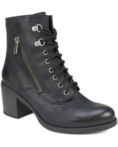 White Mountain Dorian Heeled Lace Up Ankle Boots - Black