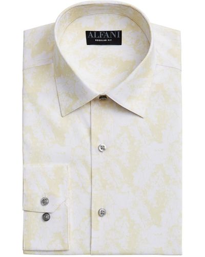 Alfani Printed Polyester Dress Shirt - White