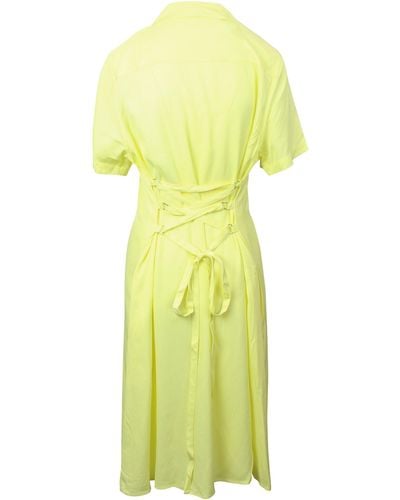 Opening Ceremony Cotton Lace Up Back Shirt Dress - Yellow