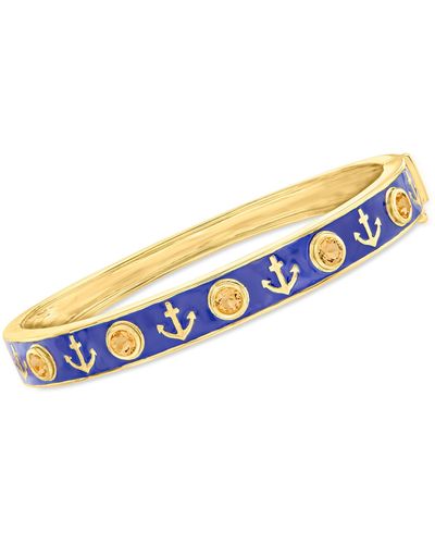 Ross-Simons Citrine And Blue Enamel Anchor Bangle Bracelet