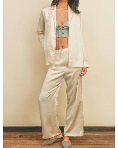 Dress Forum Satin Pull-on Pants - Natural