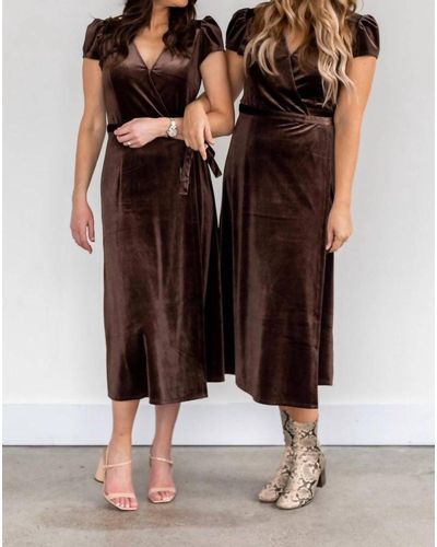 Saltwater Luxe Velvet Midi Dress - Brown