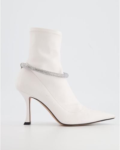 Jimmy Choo Leroy Crystal Embellished Heeled Boots - White