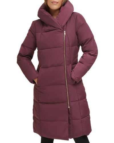 Cole Haan Down Quilted Puffer Coat - Purple