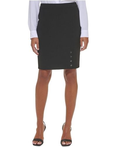 Calvin Klein Petites Business Office Pencil Skirt - Black