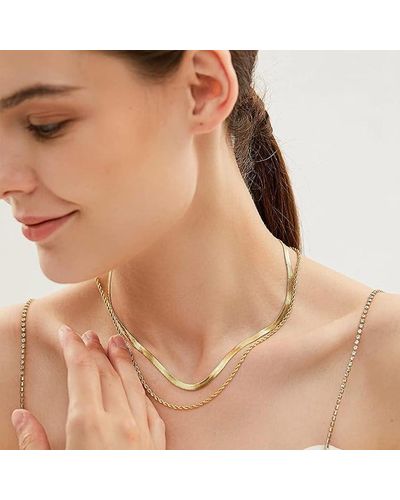 Liv Oliver 18k Gold Double Layer Necklace - Natural