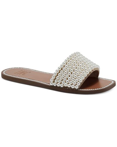 INC Pelle Slip-on Flat Slide Sandals - White