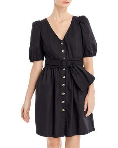 French Connection Besima Cotton Fit & Flare Mini Dress - Black