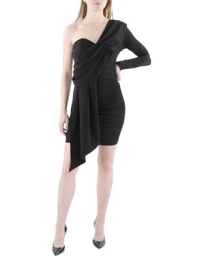Lea & Viola Ruched One Shoulder Cocktail And Party Dress - Black