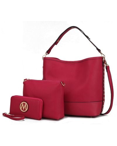 MKF Collection by Mia K Ultimate Hobo Bag With Pouch & Wallet - Red
