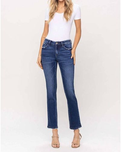Flying Monkey Mid Rise Ankle Slim Straight Jeans - Blue