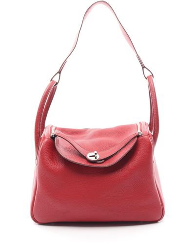 Hermès Lindy 30 Shoulder Bag Clemence Leather Silver Hardware 2way □l Stamp - Red