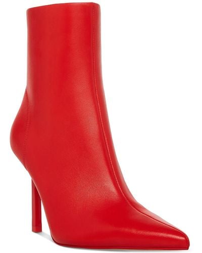 Steve Madden Elysia Leather Pointed Toe Ankle Boots - Red