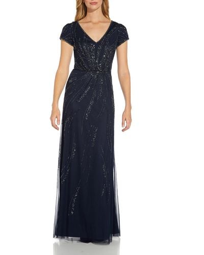 Adrianna Papell Blouson Maxi Evening Dress - Blue