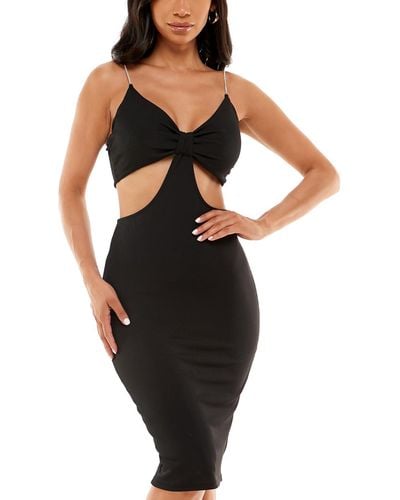 Almost Famous Juniors Sleeveless Cut-out Bodycon Dress - Black