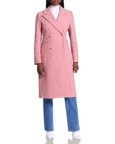 Avec Les Filles Wool Blend Double-breasted Wool Coat - Pink