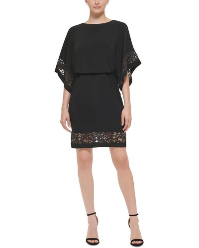 Jessica Howard Lace Inset Above Knee Mini Dress - Black