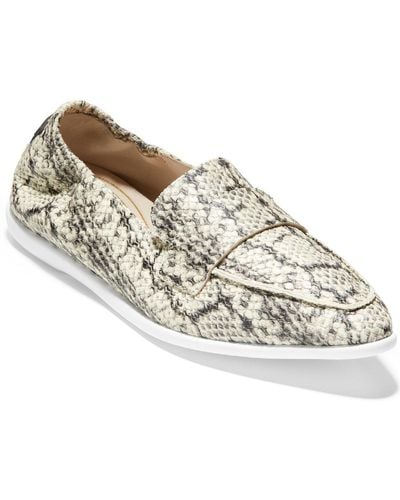 Cole Haan Grand Ambition Amador Snake Print Embossed Loafers - White