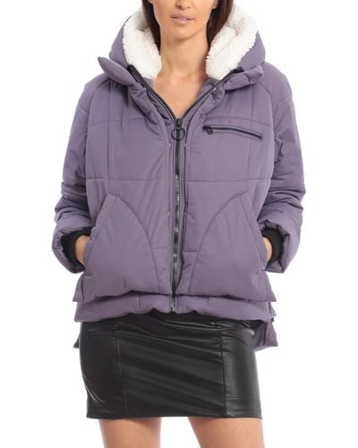 Avec Les Filles Cold Weather Warm Puffer Jacket - Purple