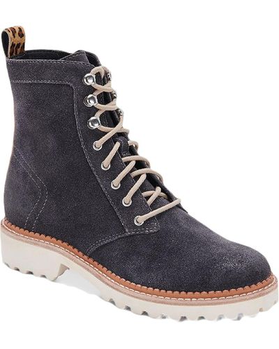Dolce Vita Avena Suede Cold Weather Combat & Lace-up Boots - Blue