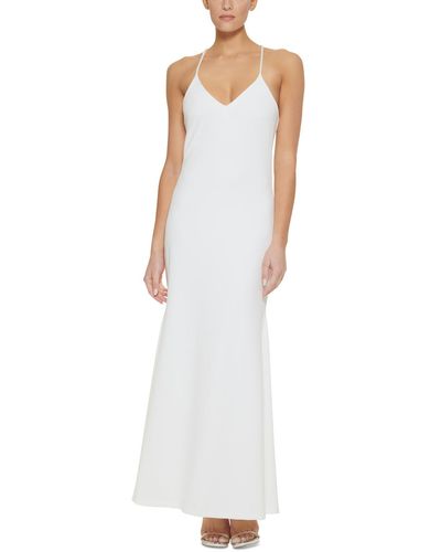 DKNY Scuba Maxi Evening Dress - White