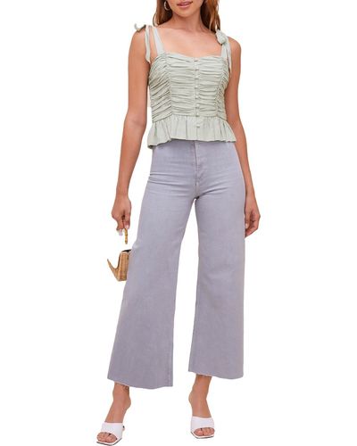 Astr Duffy Crepe Ruched Crop Top - Purple