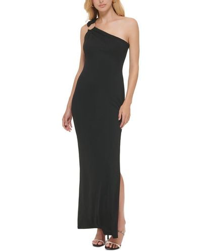 Calvin Klein O Ring One Shoulder Evening Dress - Black