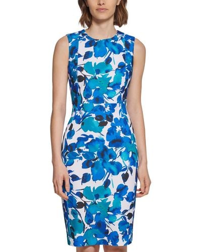 Calvin Klein Petites Business Short Sheath Dress - Blue