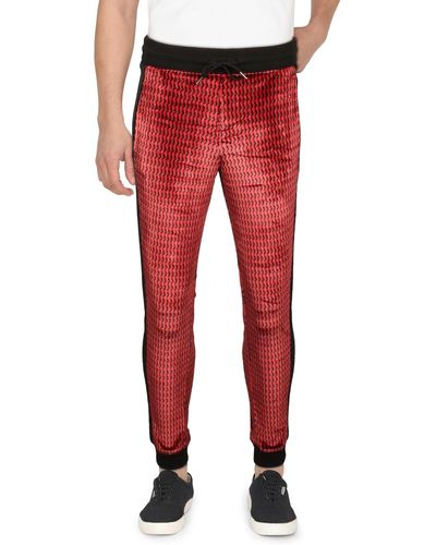 INC Velvet Colorblock jogger Pants - Red