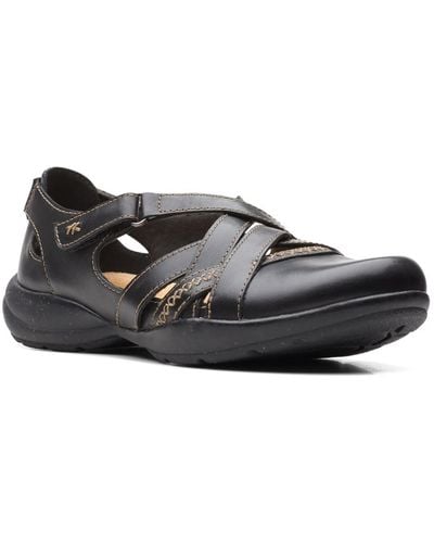 Clarks Roseville Step Leather Strappy Slip-on Sneakers - Black