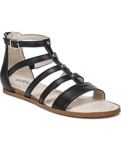 LifeStride Rally Faux Leather Ankle Strap Huarache Sandals - Metallic
