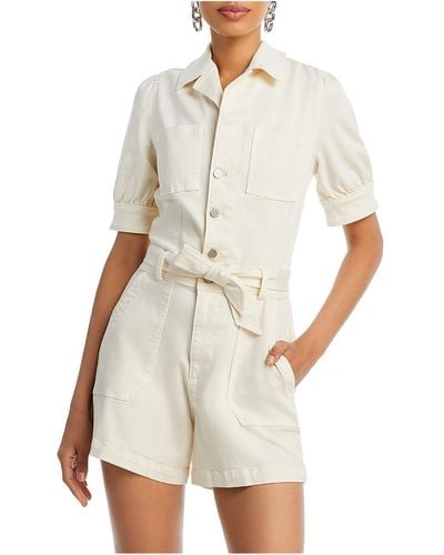 PAIGE Mayslie Notch Collar Button Front Romper - White