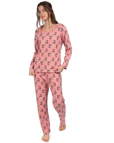 Leveret Two Piece Cotton Loose Fit Pajamas Koala - Red