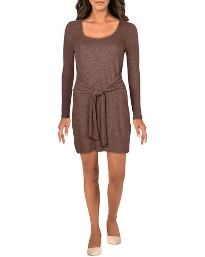 Z Supply Wrap Front Heathered Mini Dress - Brown