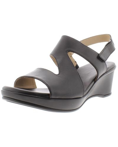 Naturalizer Valerie Leather Slingback Wedge Sandals - Gray