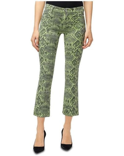 J Brand Selena Denim Snake Print Bootcut Jeans - Green