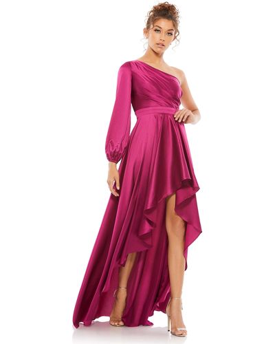 Ieena for Mac Duggal High Low One Shoulder Flowy Gown - Pink