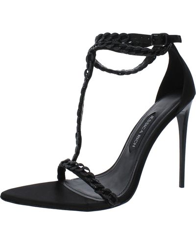 Jessica Rich Luxe Sandal Leather Strappy Heels - Black