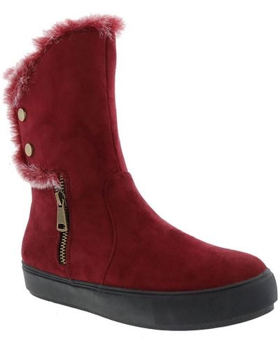 Bellini Furry Faux Fur Zipper Winter & Snow Boots - Red
