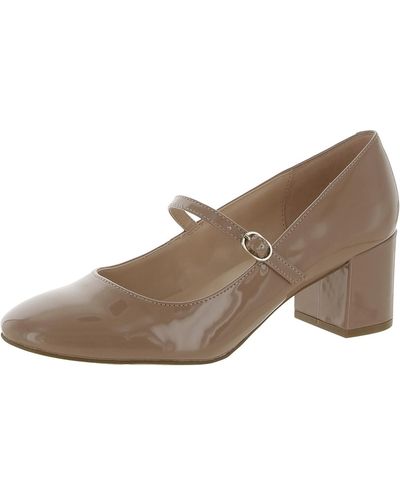 Marc Fisher Cariann 3 Faux Leather Slip On Mary Janes - Brown