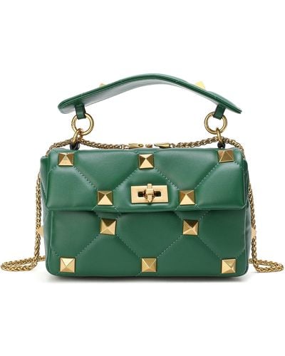 Tiffany & Fred Quilted And Studded Sheepskin Leather Shoulder Bag - Green
