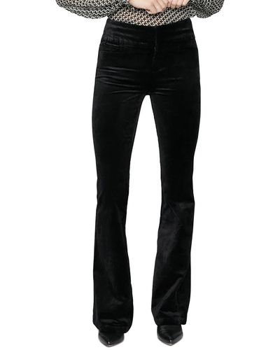 PAIGE Velvet Flare High-waist Pants - Black