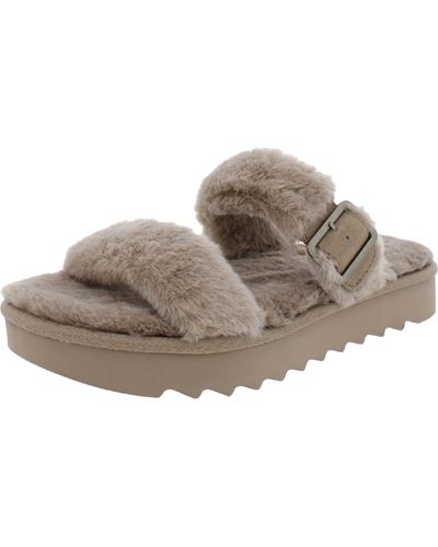 Koolaburra Furr-ah Faux Fur Slip On Slide Sandals - Brown