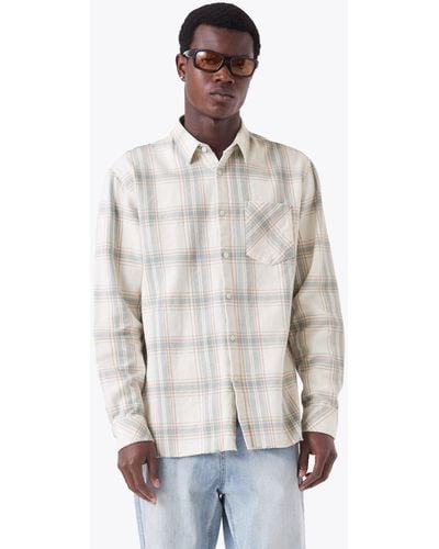 Zanerobe Raw Os Flannel Shirt Vintage White/lt Blue