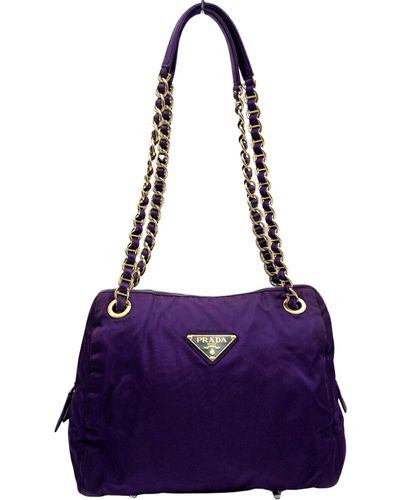 Prada Tessuto Synthetic Shoulder Bag (pre-owned) - Purple