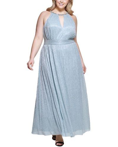 Eliza J Plus Metallic Special Occasion Evening Dress - Blue