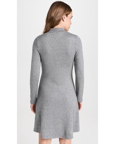Vince Long Sleeve Short Knit Sweater Dress Silver Dust - Gray