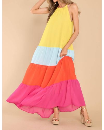 Sugarlips The Rainbow Rays Colorblock Maxi Dress In Multi - Pink