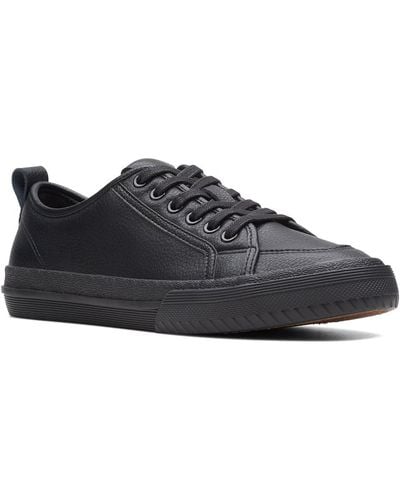 Clarks Roxby Lace Leather Lifestyle Casual And Fashion Sneakers - Black