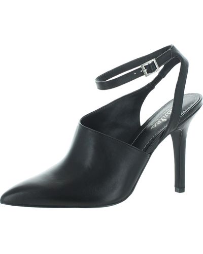 Charles David Mieko Leather Ankle Slingback Heels - Black